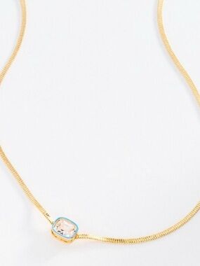 Anthropologie Enamel Bezel Crystal Necklace